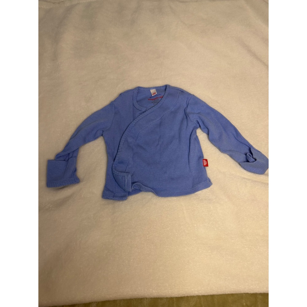 Magnetic Me Baby Kimono Wrap Top Blue Ribbed Organic Cotton Modal 0-3M 8-12 lbs